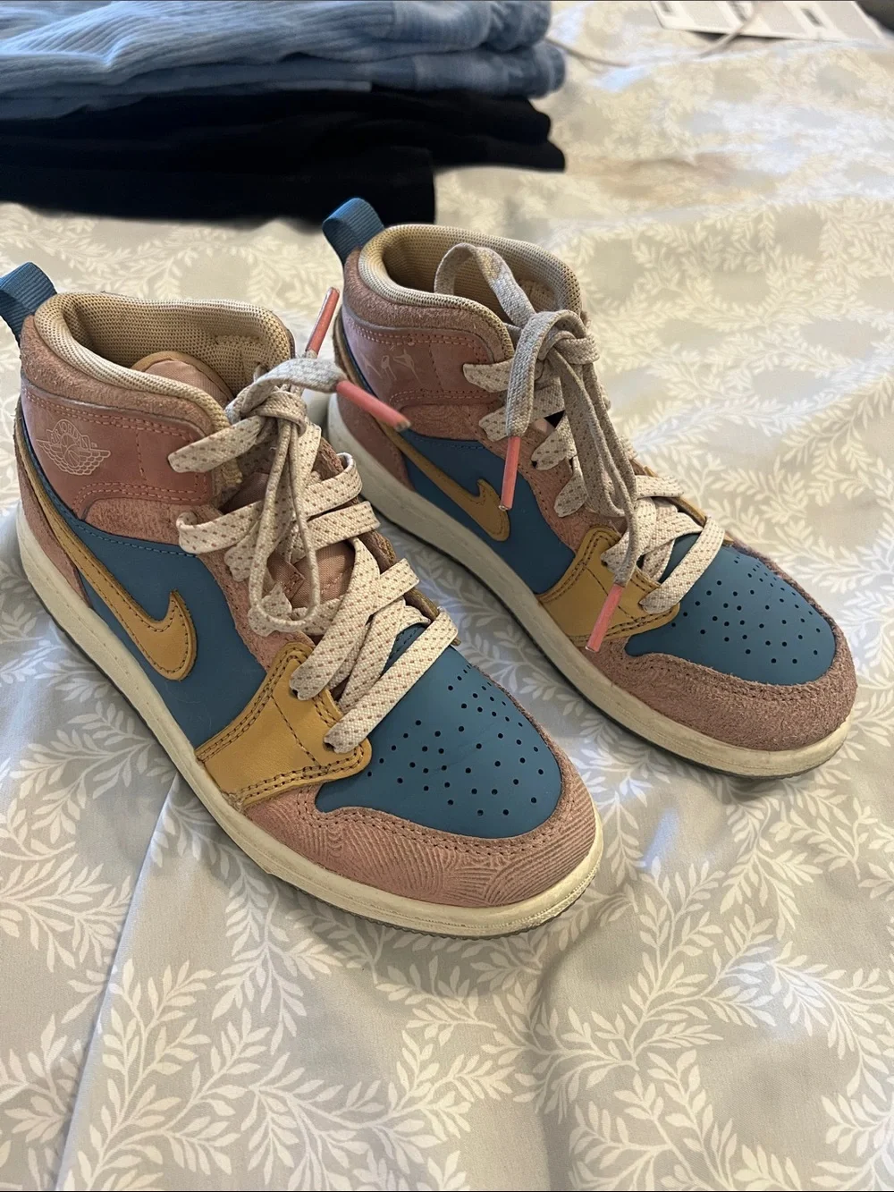 Kids High-Top Sneakers in Blue, Pink & Yellow - Stylish Everyday Shoe